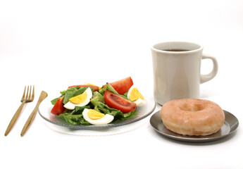 breakfast with fried eggs and bacon