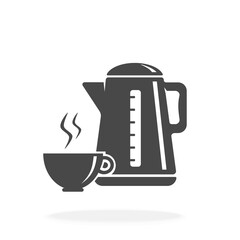 Electric Kettle With Cup Icon - Vector Illustration