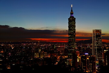 The modern city of Taipei, buildings cityscapes the capital of Taiwan.