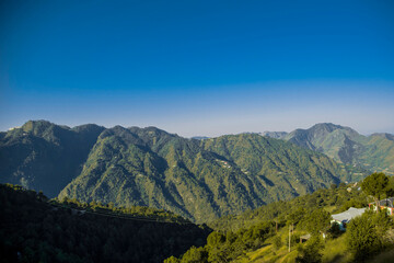 Beautiful view of hills and valleys of Naldehra (Shimla) Himachal Pradesh. 