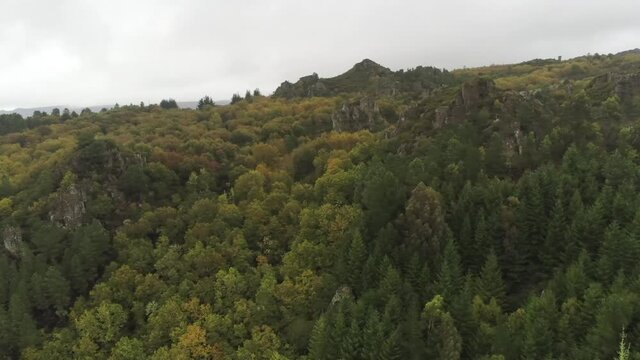 Ribeira Sacra. Mountain landscape in Galicia,Spain. Aerial Drone Footage