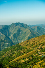 Beautiful view of hills and valleys of Naldehra (Shimla) Himachal Pradesh. 