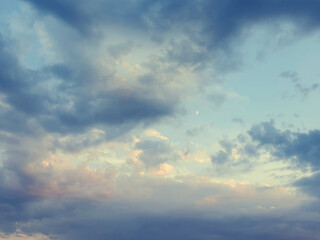 Naklejka na ściany i meble Blue sky background with clouds. Beauty of nature.