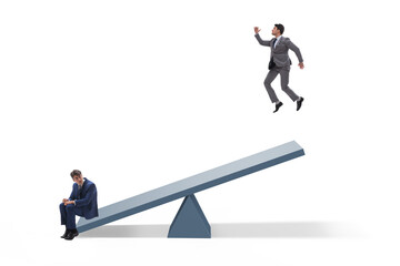 Fototapeta premium Competition concept with businessman and seesaw