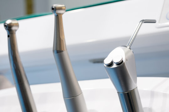Medical equipment and stomatology concep. Dental chair and other accesries used by dentists in the office.