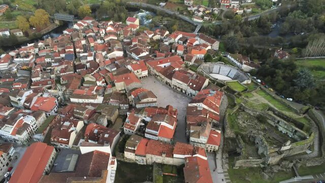 Ribadavia, historical village of Galicia,Spain. Aerial Drone Footage