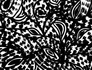 White and black vector. Grunge background. Abstract brush pattern. - 370456334