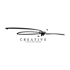 Minimalist Monogram Signature Letter W Logo Design