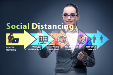 Concept of office social distancing during covid-19 pandemic