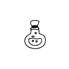 hand drawn small magic elixir logo Isolated on white background.Single hand drawn element glass with potion  for posters, banner, stickers, logo greeting cards, and seasonal design.Doodle vector illus