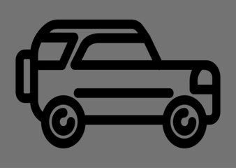 vector flat black icon of jeep. eps10