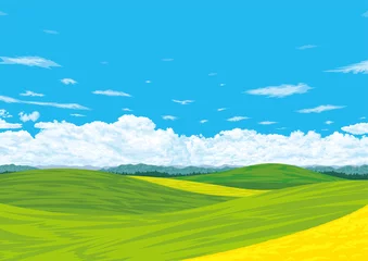 Foto op Plexiglas 爽やかな青空と広大な丘陵の風景 © kimkimchin