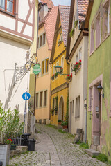 Rothenberg, germany - 7/5/2013:  A cobblestone side street in a residential area of Rothenburg
