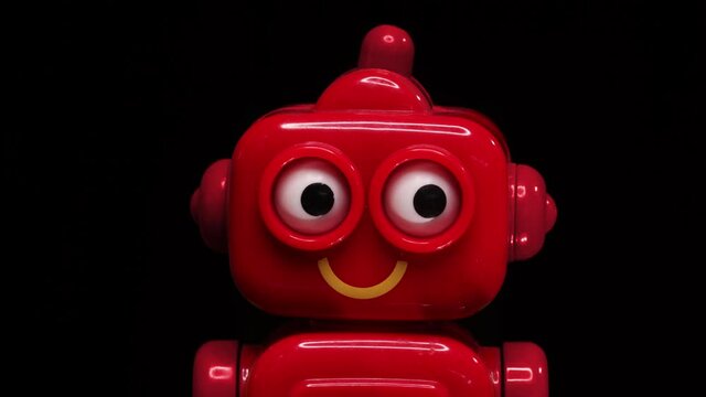 Toy robot stop motion animation loop / GIF of eyes looking back and forth in 4K