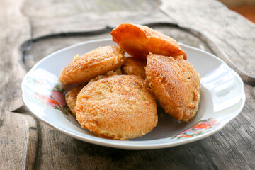 Apem, Apam or Appam, is tradional snack or food from indonesia. Made from rice flour, eggs, coconut milk, sugar and tape and a little salt and then burned or steamed.