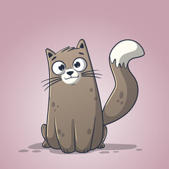 Cute cartoon cat. Hand drawn vector illustration with separate layers.