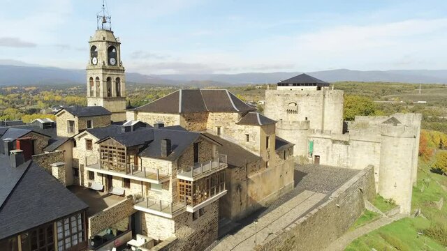 Puebla de Sanabria, beautiful village of Zamora,Spain.Aerial Drone Footage