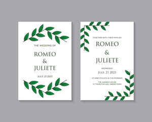 Elegant wedding invitation card template with floral decoration vector