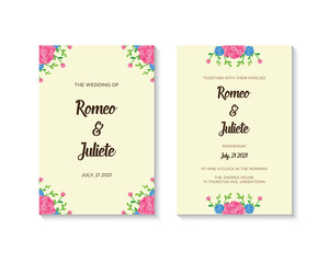 Fototapeta na wymiar Elegant wedding invitation card template with floral decoration vector