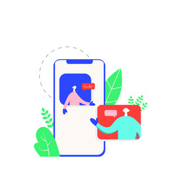 Online conference, Video chat business vector illustration concept in modern trendy style
