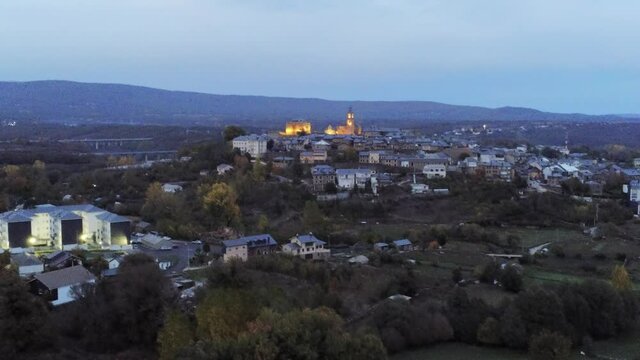 Puebla de Sanabria, beautiful village of Zamora,Spain.Aerial Drone Footage