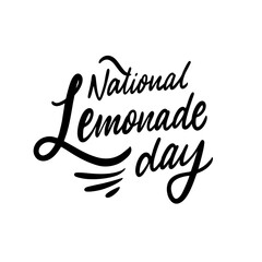 National lemonade day. Black text color. Hand drawn vector illustration. Isolated on white background.