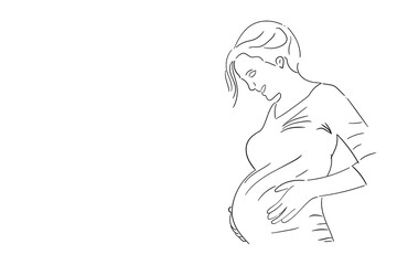 Obraz na płótnie Canvas Pregnant woman in pencil sketch fashion. images suitable for use as illustrations or graphic resources