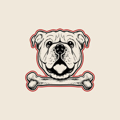 dog and bones vector drawing logo