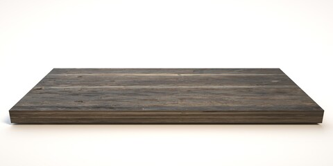 E3d illustration mpty wood table on isolate white background and display montage