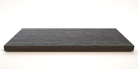 E3d illustration mpty wood table on isolate white background and display montage