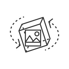 icon of camera 360 degrees, virtual tour line detailed