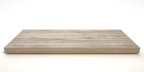 E3d illustration mpty wood table on isolate white background and display montage
