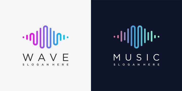 Logo of music with line art syle and modern concept, modern, gradient, music, Premium Vector