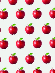 Realistic apple with leaf vector pattern background