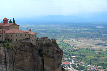 Fototapeta na wymiar 8/9/2020 Greece, Trikala city, Meteora, cluster of rocks and orthodox monasteries