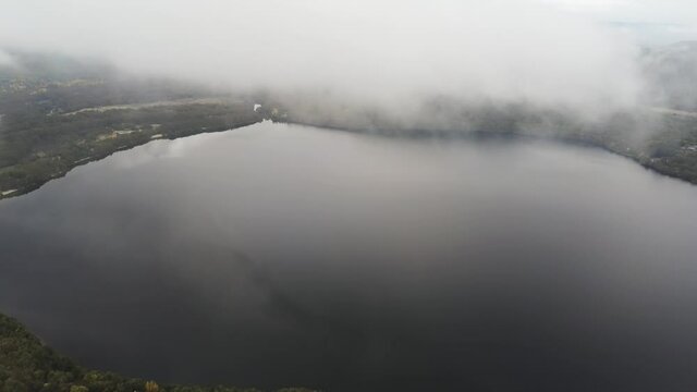 Aerial view of Sanabria Lake. Zamora,Spain. Drone Footage