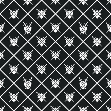 Shield and sword seamless pattern.