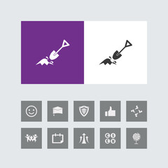 Creative Shovel Icon with Bonus Icons.