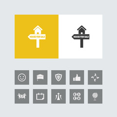 Creative House For Sale Icon with Bonus Icons.
