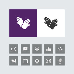 Creative Hand Gloves Icon with Bonus Icons.