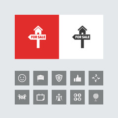 Creative House For Sale Icon with Bonus Icons.