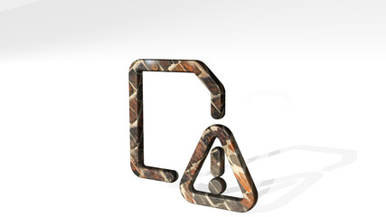 Fototapeta premium COMMON FILE WARNING 3D icon standing on the floor. 3D illustration. background and animal