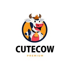 cow thumb up mascot character logo vector icon illustration