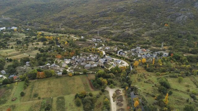 Ribadelago, village in Sanabria Lake. Zamora,Spain. Aerial Drone Footage