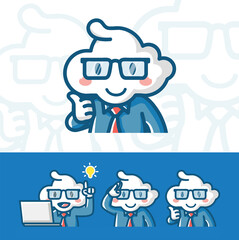 Vector Illustration scientist analyst employee mascot character inspired by cloud hand drawn cartoon coloring style