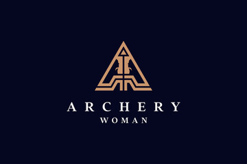 letter A Bow arrow with woman's face logo design vector