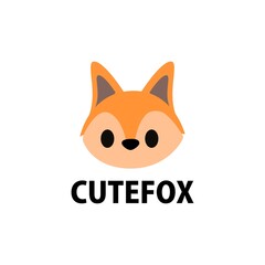 cute fox flat logo vector icon illustration