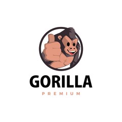 gorilla thump up mascot character logo vector icon illustration