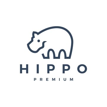 hippo logo vector icon illustration