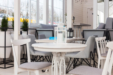 The interior of the cafe, Restaurant, bistro, CAFETERIA in the modern city